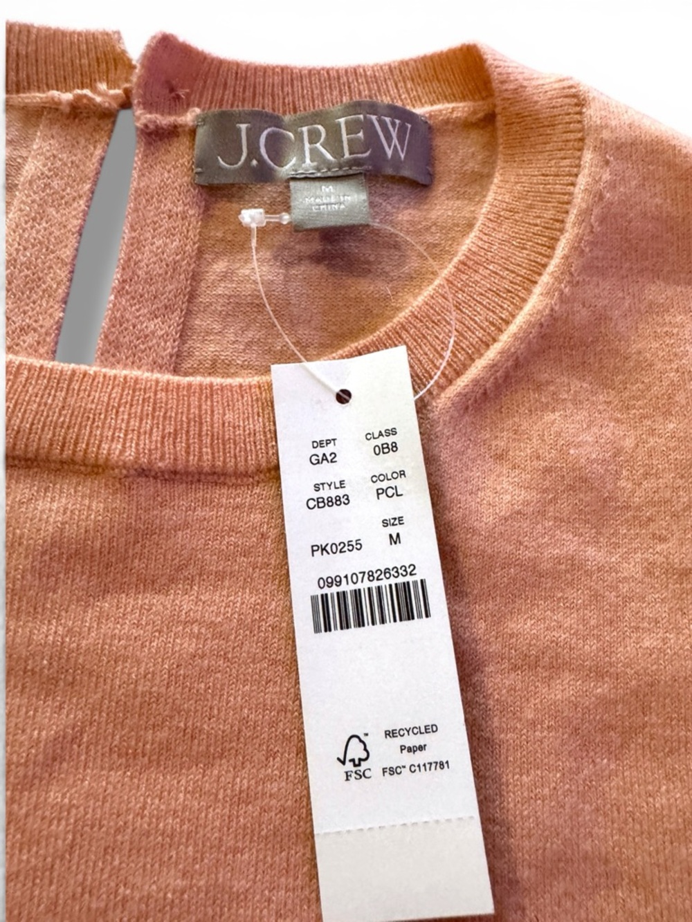 NWT J Crew Featherweight Cashmere-Blend Cropped Sweater Shell - Peach Coral Sz M - Picture 7 of 11